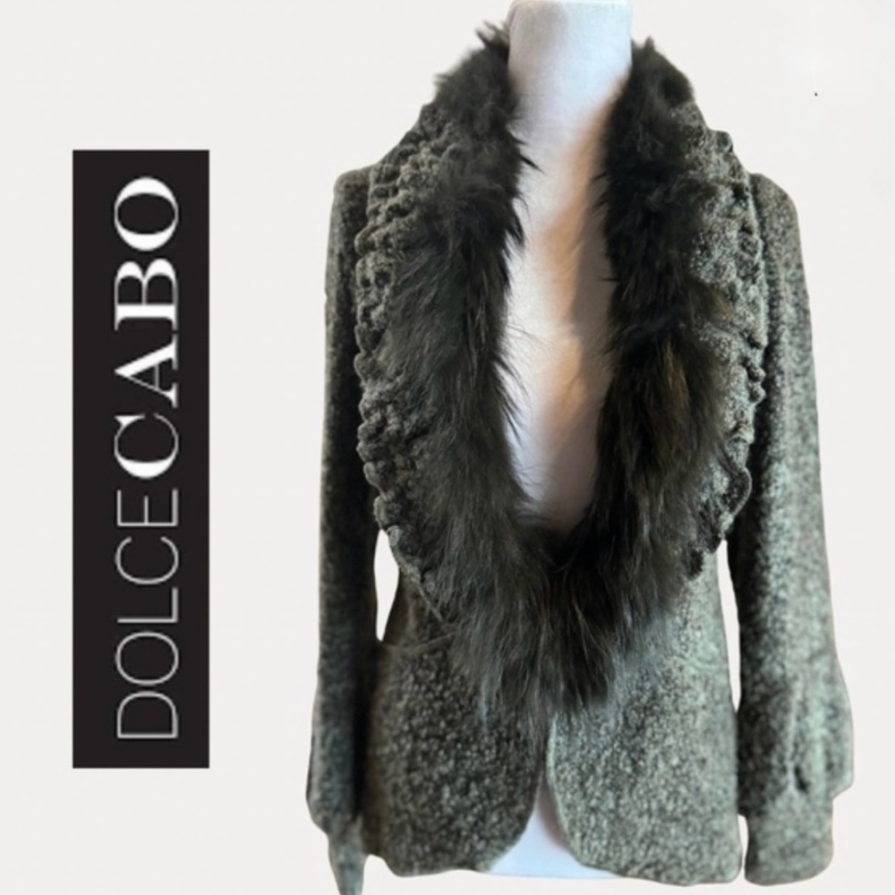 Dolce Cabo Green Faux Fur Collar Jacket